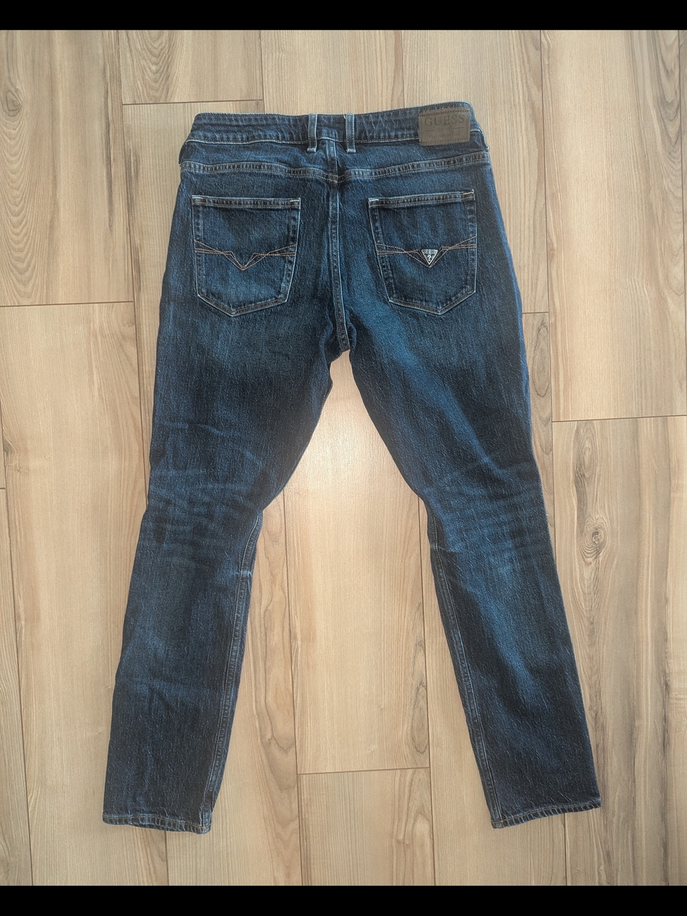 GUESS Dark Wash Denim Jeans with Logo Pocket Detail
